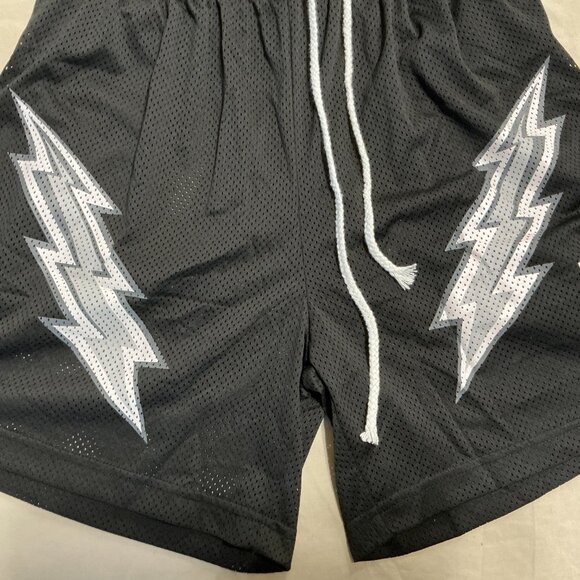 Black Eric Emmanuel Mesh Shorts Sliver Lightning small - Picture 2 of 6